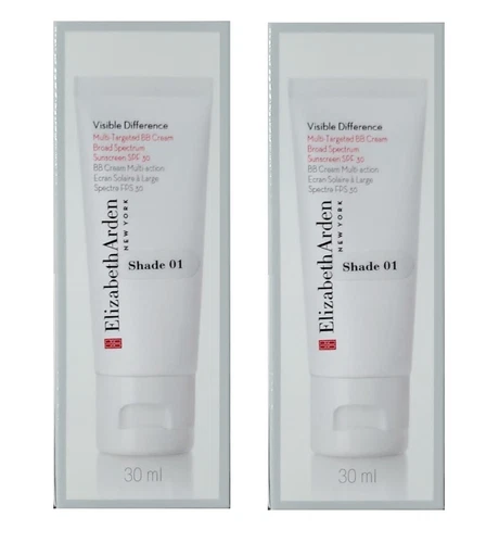 2 PACK! ELIZABETH ARDEN VISIBLE DIFFERENCE MULTI-TARGETED BB CREAM SPF 30 # 01