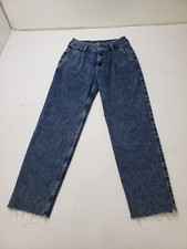 Hollister Womens Ultra High Rise Mom Jeans Raw Hem Med Wash Blue Denim 3R 26x27