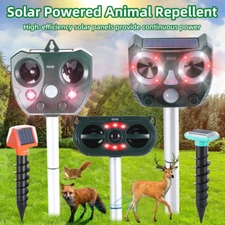 Deer Repellent 5 Modes Ultrasonic Solar Powered Animal Repeller for Outdoor Use