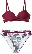 CUPSHE Women's Bikini Set Lace Up Bikini Swimsuit V Neck Strappy Small 4-6 