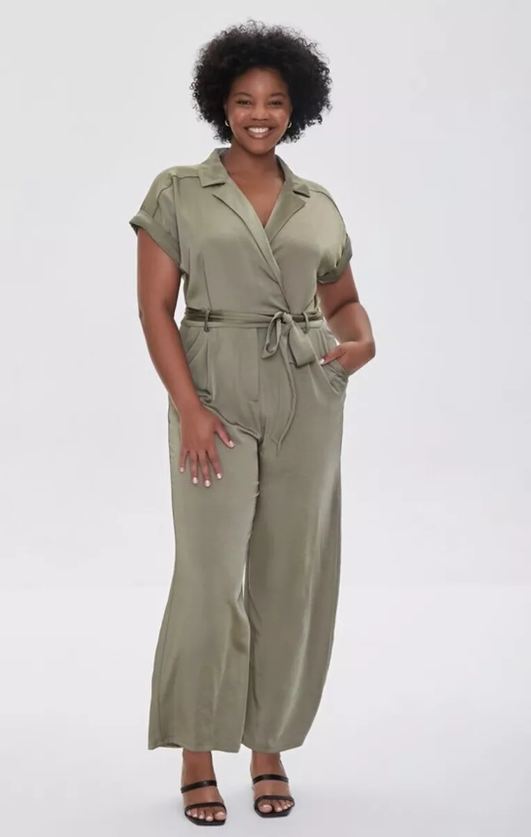 No Boundaries Juniors Plus Size Belted Ponte Knit Overalls Jumpsuit -  Walmart.com