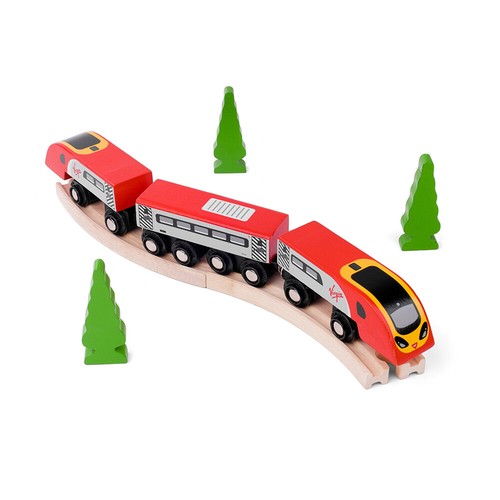 Bigjigs Rail Virgin Trains Pendolino réplica motor de madera, juegos de trenes de madera - Imagen 7 de 7