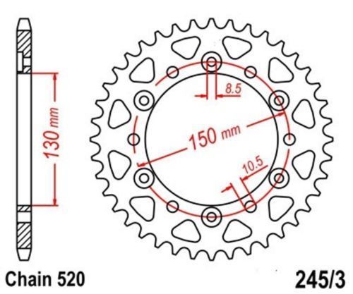 Roue à chaîne 43 dents et chaîne 520 haute résistance pour le moteur de Honda FMX 650