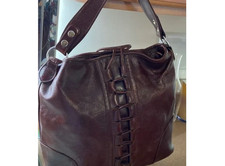 Woman APC Brown Leather Tote Bag w/Rolled Toggle Lock FREE SHIPPING 