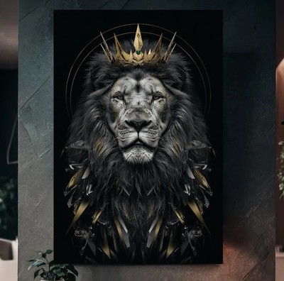 XL LEINWAND BILDER BIS 170x110x5 KÖNIG LÖWE KRONE LUXUS ART WANDBILD TIERE KATZE