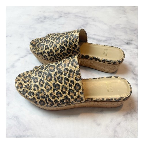 Stuart Weitzman Womens Flatout Leopard Print Flatform Slide Sandals Sz 8 - Picture 4 of 10