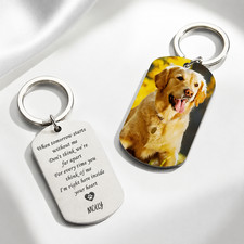 Personalised Silver Keyring  Custom Photo One Side  Text Engraved Other Side