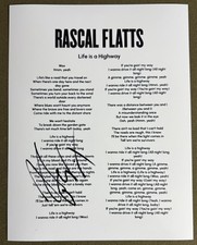 GARY LEVOX SIGNED LYRIC SHEET LIFE IS A HIGHWAY AUTHENTIC AUTOGRAPH COA