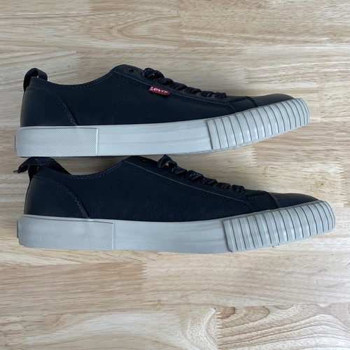 NEU Levi's Herren Anikin Kunstleder Turnschuhe Größe 9 Niedrig Schwarz Schnürschuhe - Bild 6 von 8