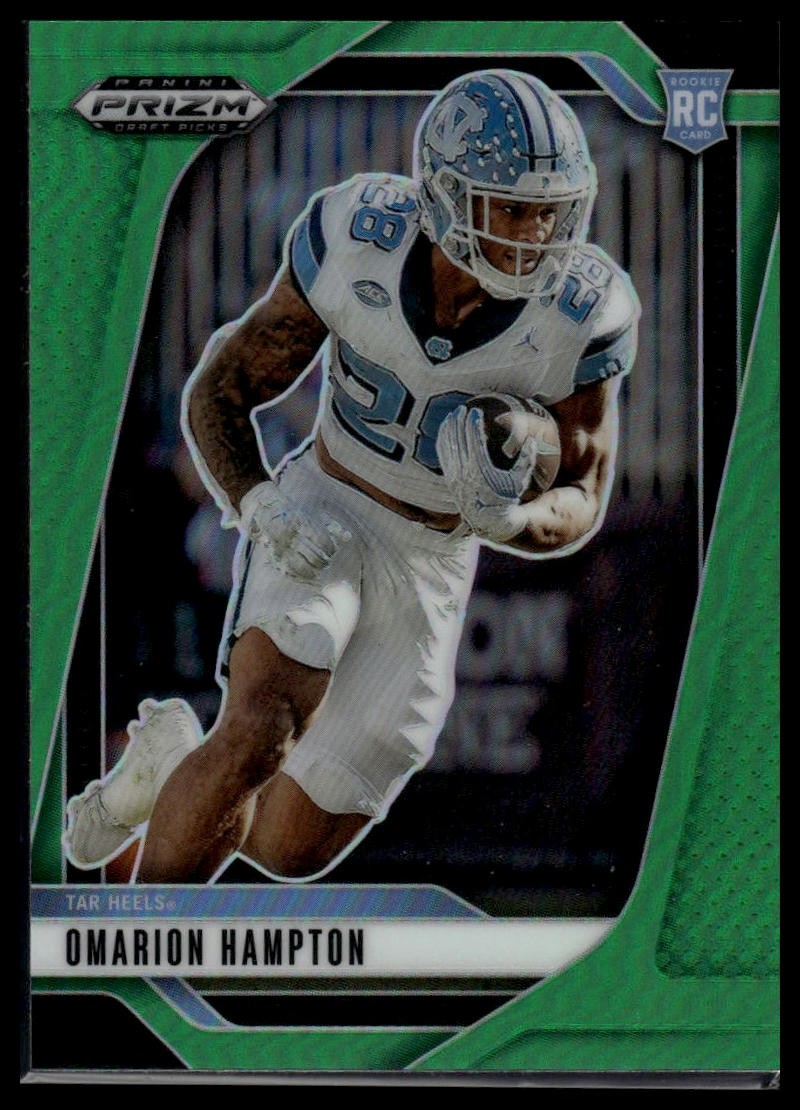 2025 Panini Prizm Draft Picks Omarion Hampton Prizms Green #74 Rookie UNC