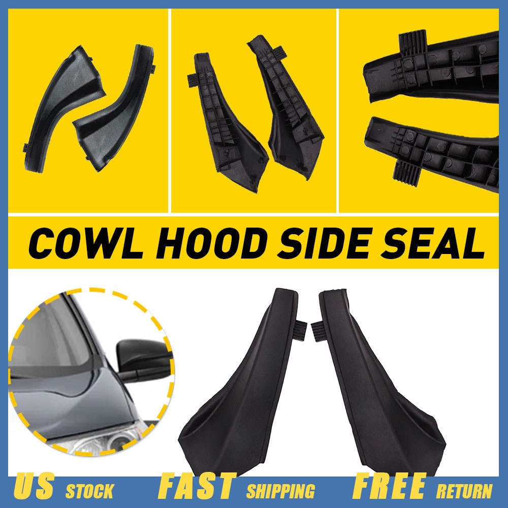 Black Car Front Side Wiper Cowl Extension Cover Pair For Toyota RAV4 2013-2019*