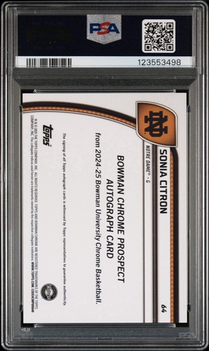 2024 Bowman Chrome U Sonia Citron Black White Stealth Refractor Auto PSA 10/10 - Picture 2 of 3