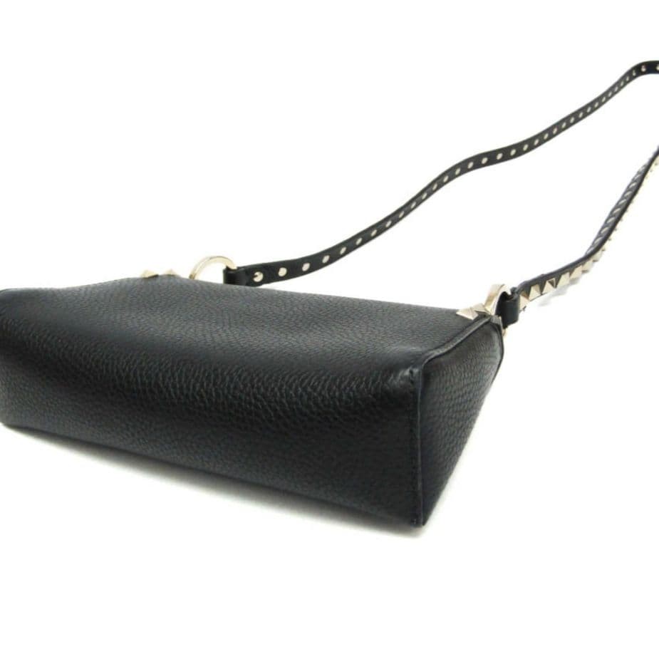 VALENTINO Women Rockstud Mini Shoulder bag Leather Black Gold from japan thumbnail 2