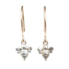 Tiny Hoop Earrings 14kt Gold-Filled Bee Mixed Metal