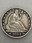Rare 1854-O Seated Liberty Silver Half Dollar - Very Fine