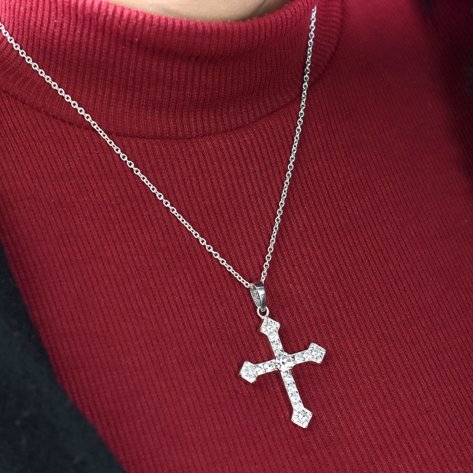 2.20 Ct Certified Diamond Unisex Cross Pendant ! FREE Diamond studs!