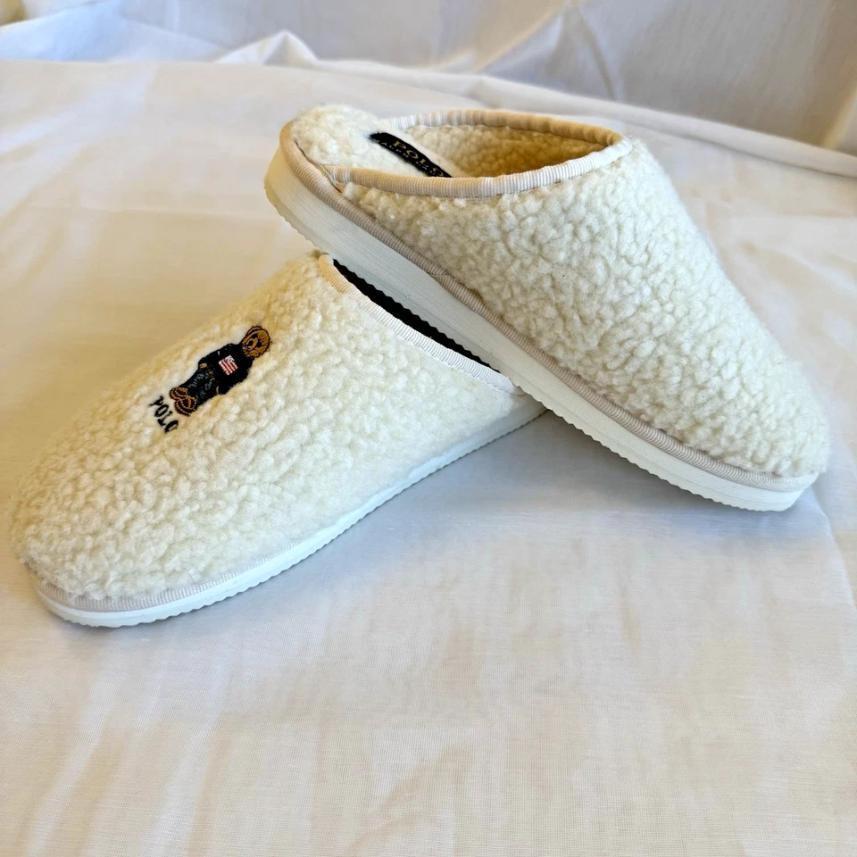 Polo Ralph Lauren Mujer Kayleigh Oso Rasguño Mula Zapatilla Crema Sherpa Vellón 7 Foto 2 de 4