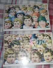 A. Bertiglia 2 cartoline  bambini che piangono e sorridenti 1943 non viaggiate