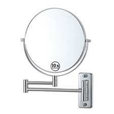 Tileon 8 in. Round 10X HD Magnifying Telescopic Bathroom Mirror w/ Chrome
