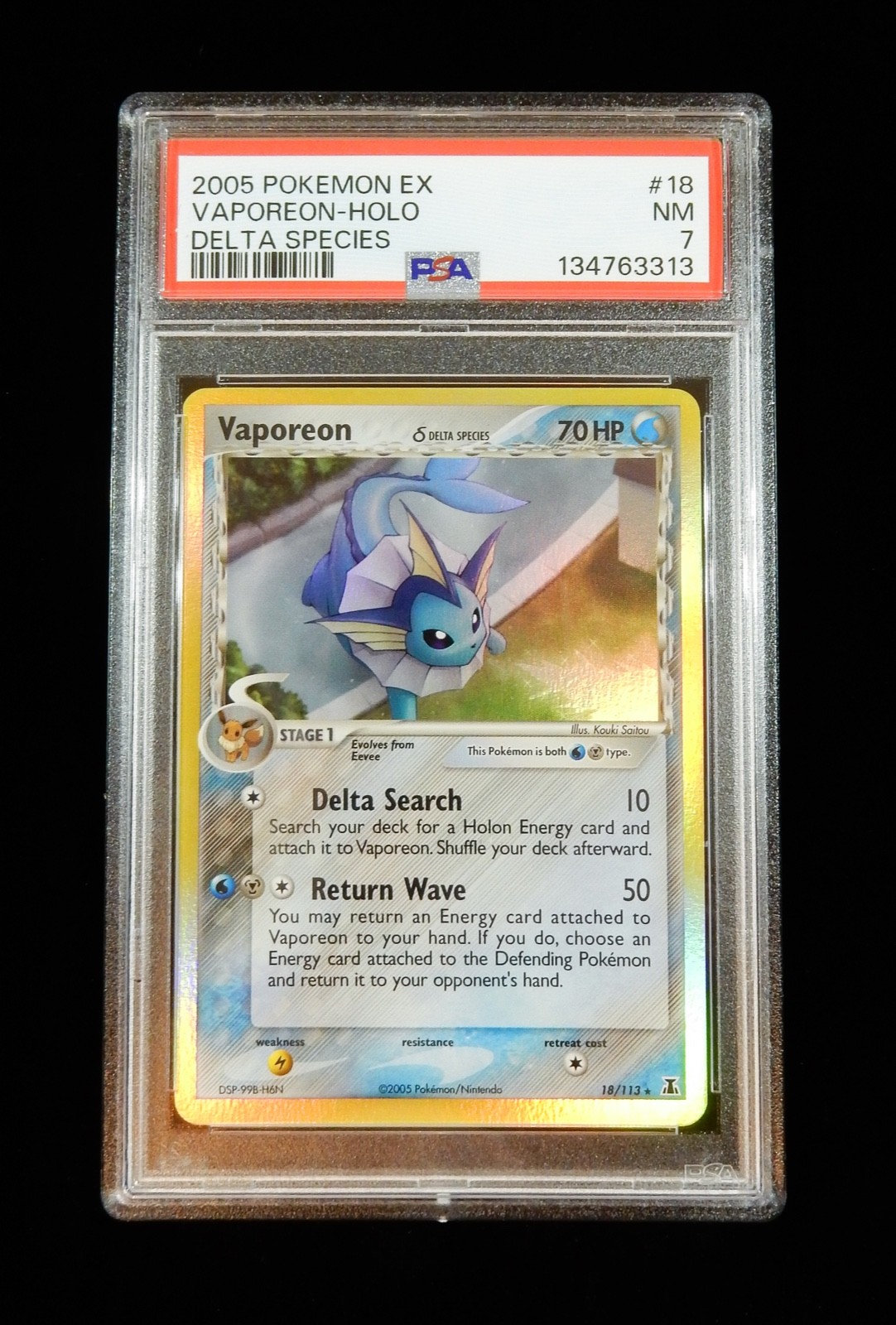 2005 Pokemon Vaporeon Holo EX Delta Species 18/113 PSA 7