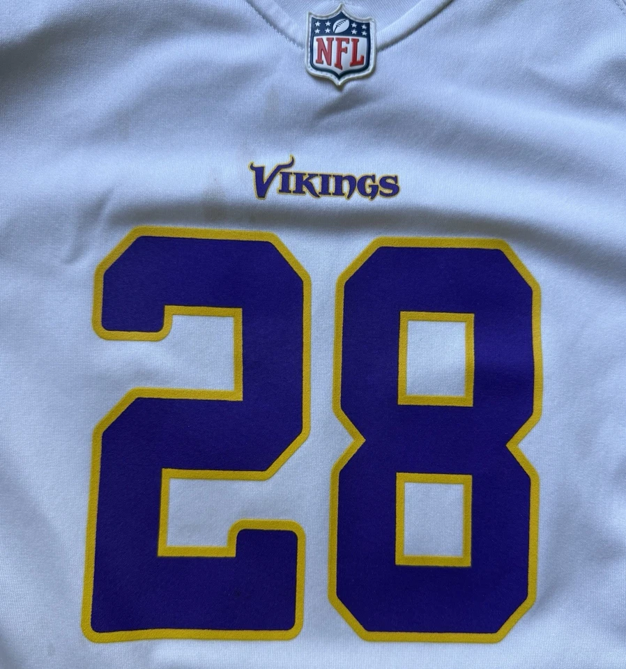 Camiseta deportiva para mujer Nike Adrian Peterson Vikings XL blanca NFL parche en el campo fútbol americano Foto 4 de 4