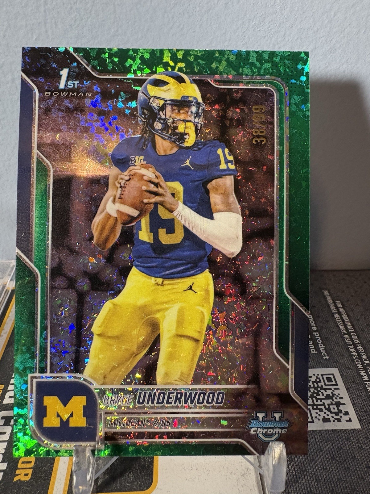 2025 Bowman Chrome University Bryce Underwood 1st Chrome Green Diamond /99