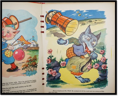 Moveable Toy Book / The Three Little Pigs In Flashing Animation 1944 Thumb Wheel - Imagen 5 de 6