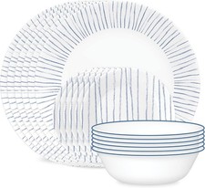 18-Piece Dinnerware Set Service for 6 Lightweight Round Plates and Bowls Set
