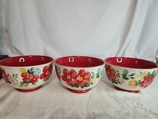 Pioneer Woman Blossom Jubilee Soup/Cereal Bowls Set of 3 Stoneware Floral
