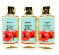 SET OF 3 Bath  Body Works POPPY Shower Gel Body Wash 10 OZ NEW VERY RARE 
