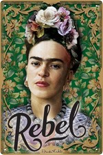Kunst Blechschild Frida Kahlo Fans Portr&auml;t Mexiko Feminismus Ikone Geschenk deko