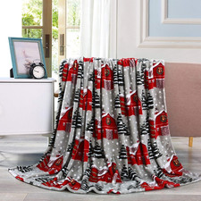 Holiday Printed Throw Blanket Fleece Ultra Plush Velvet Touch 50"X60"