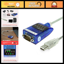 USB 2.0 to RS-232 Serial Adapter - 16in Cable, LED Indicators, FTDI Chip, Plug 