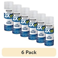6 Pack Rust-Oleum 2X Ultra Cover Gloss Clear Spray Paint, 12oz, Multi-Surface
