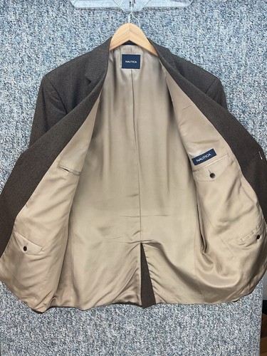 Giacca cappotto sportivo blazer a spina di pesce lana marrone 44L uomo Nautica BELLO! - Foto 4 di 6