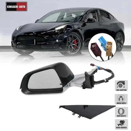 For Tesla Model 3 17-2023 Black Chrome Left Driver Side Mirror Heated Power Fold