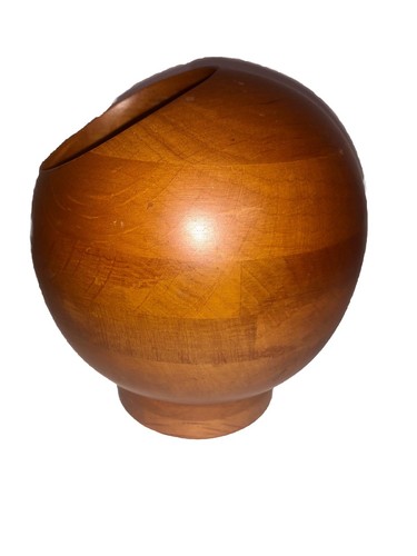 MCM Vintage Atomic Sfera in Legno Noce Ciotola con Cucchiaio Piatto Retrò Salina - Foto 4 di 8