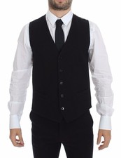 Dolce & Gabbana Black Cotton Dress Vest Blazer Men's Jacket Authentic