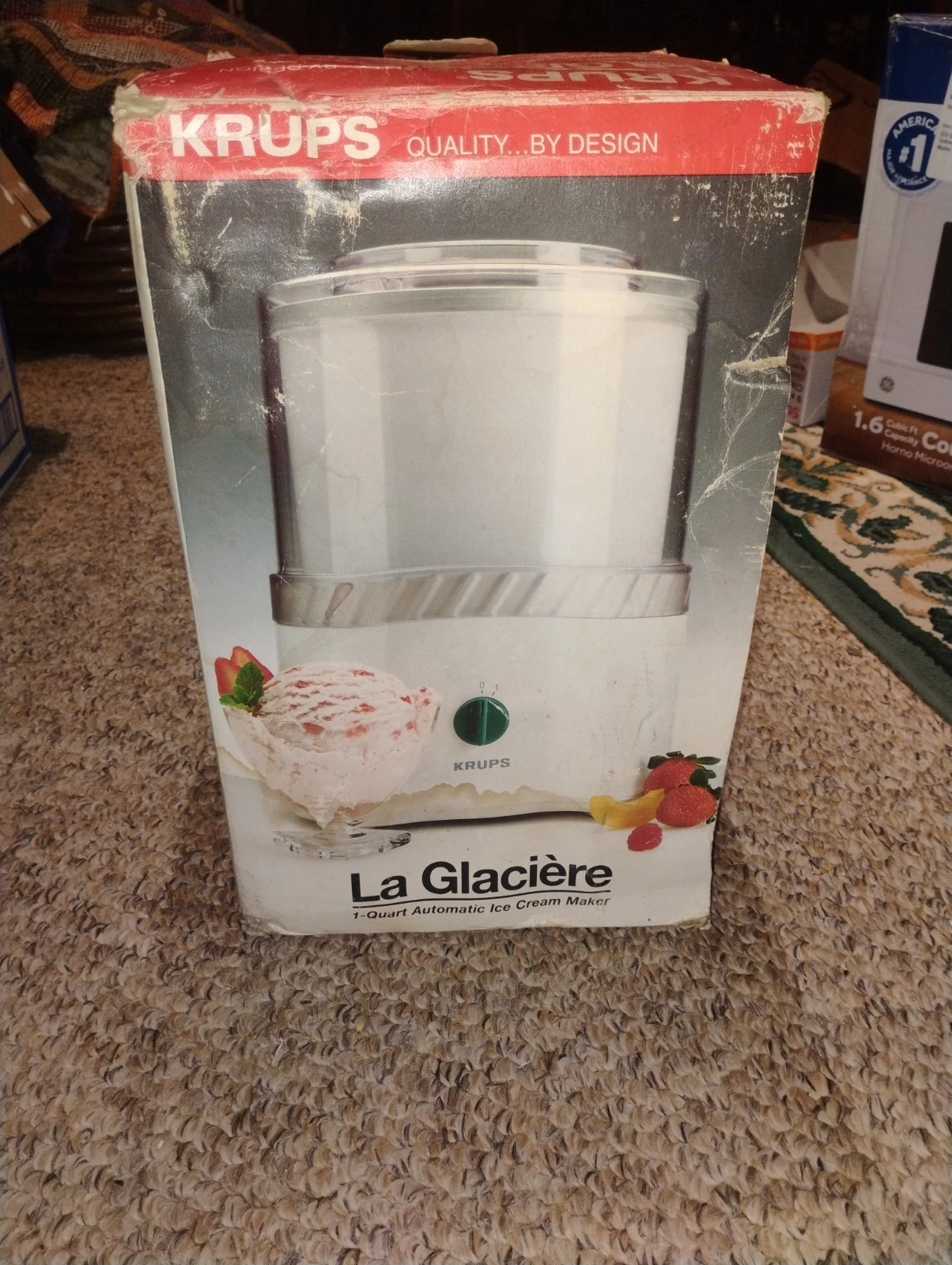 Never used - 1994 Krups La Glaciere 1 Qt Auto Ice Cream Maker Model 337