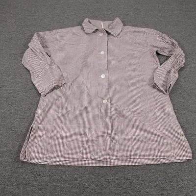 トップス Reee Free People Shirt Womens Medium Brown Gingham Check Button Up