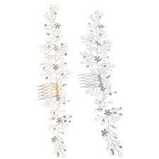 2 Pcs Wedding Crystal Hair Comb Rhinestone Side Bride Headpiece Accessory