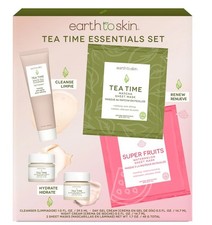 Earth To Skin Tea Time Essentials Set Day/Night Cream, Cleanser And Masks NIB