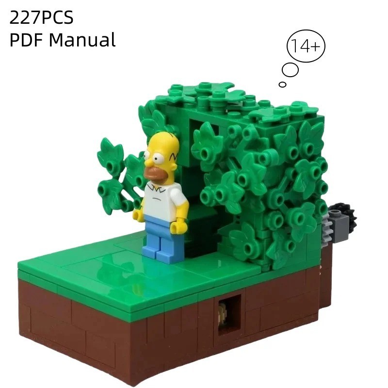 The Simpsons Homer Backing Into the Bushes Meme Building Block Toy Cartoon Model