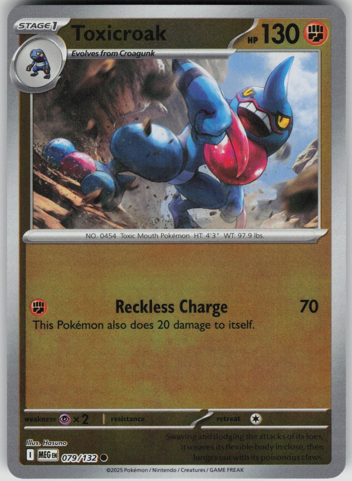 Toxicroak - 079/132 - Pokemon TCG - ME01:Mega Evolution - Reverse Holo - NM