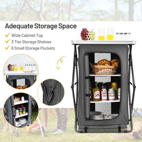 Faltbarer kompakter Camping Aufbewahrungsschrank Pop-Up Schrank mit Tasche mittelgroß - Bild 7 von 8