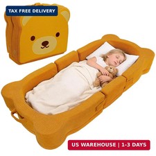 Toddler Travel Bed, Portable Foldable Toddlers Floor Beds, Bear Style Soft Foam