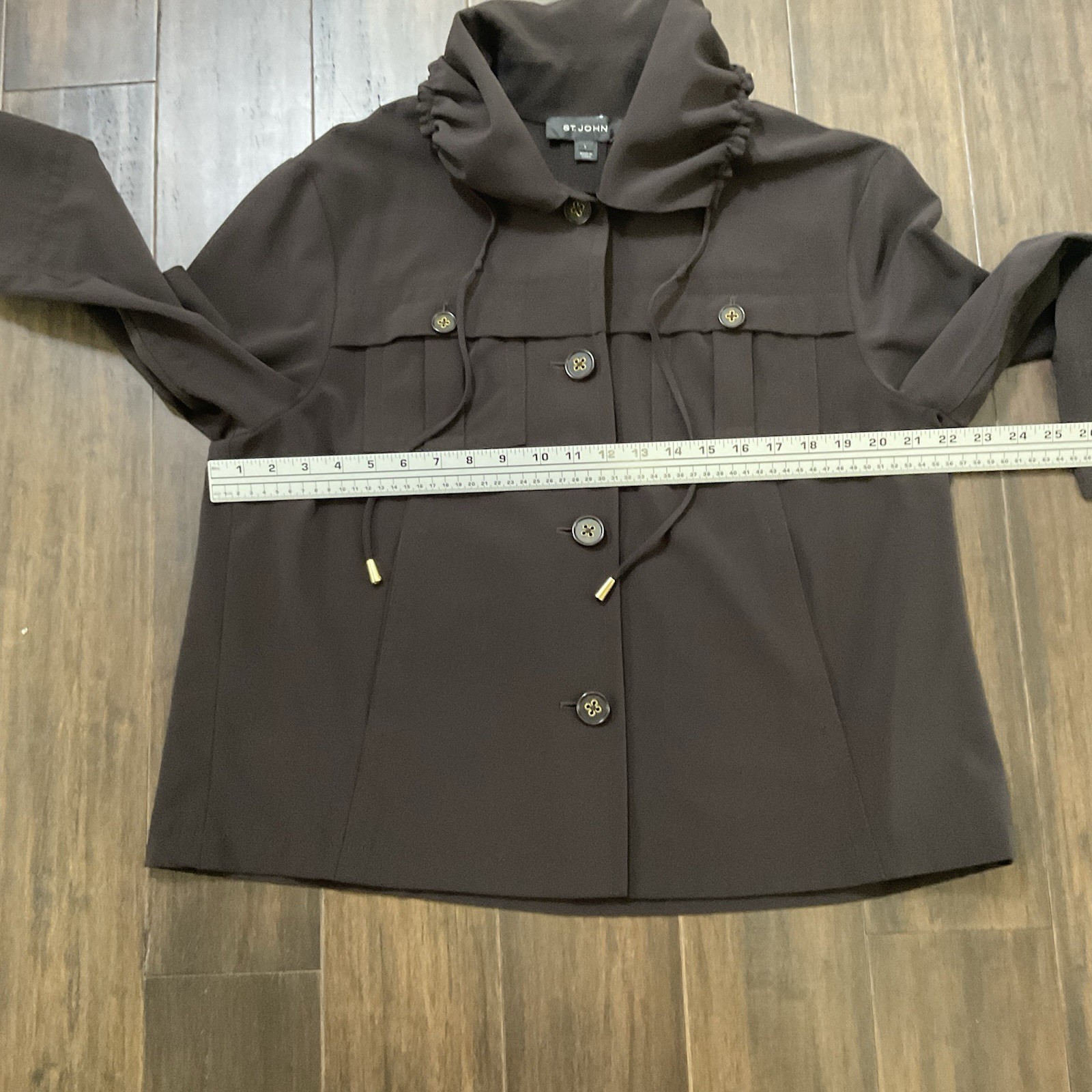 St John Brown Drawstring Collar Utility Jacket Lo… - image 9