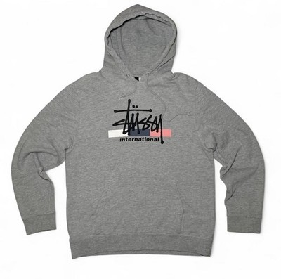 VINTAGE Y2K STUSSY INTERNATIONAL HEATHER GRAY HOODIE MEN'S SIZE M
