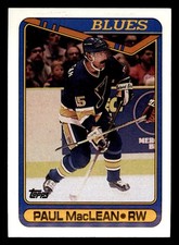  110 Paul MacLEAN 15 Blues 1990 Topps Hockey Sports Trading Card 