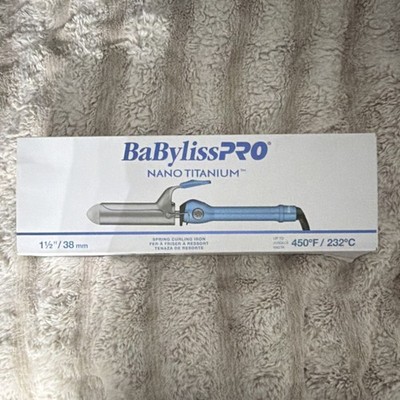BaByliss PRO Nano Titanium Spring Curling Iron 1.5in 38mm Adjustable Heat 450°F